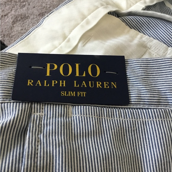 Polo Ralph Lauren Slim Fit Blue and White Pinstriped Pants NWT - Picture 3 of 10